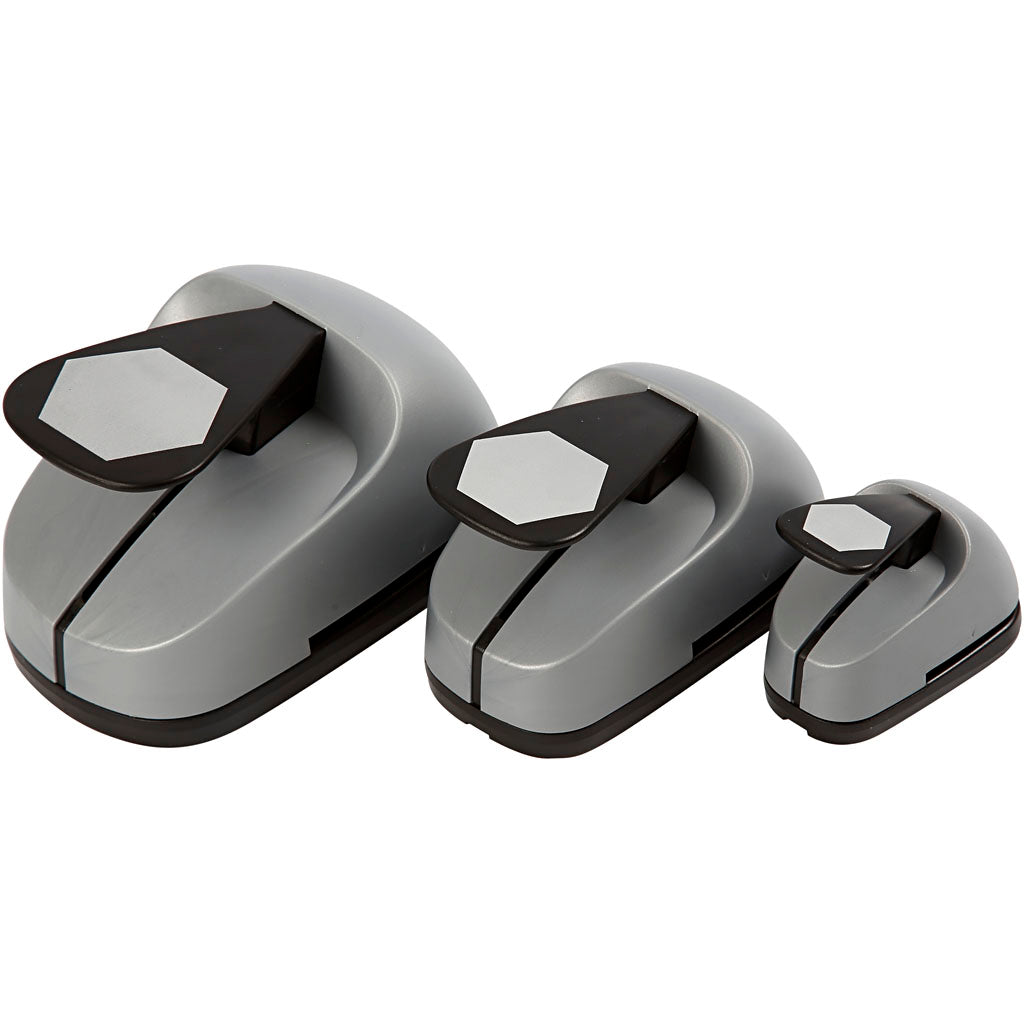 Craft Punch Set, hexagon, size 25+49+75 mm