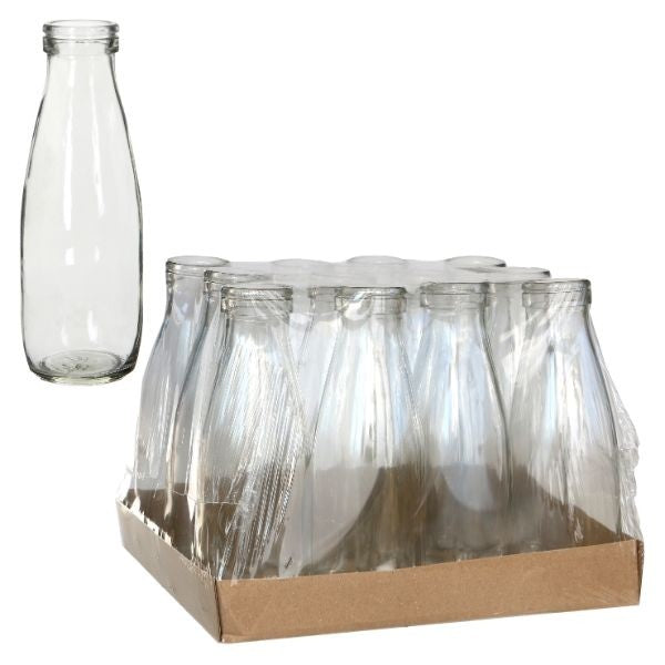 Bouteille de lait en verre 500ml 21cm de haut Ø 7cm (plateau avec 12 pièces) [IFS-129192]