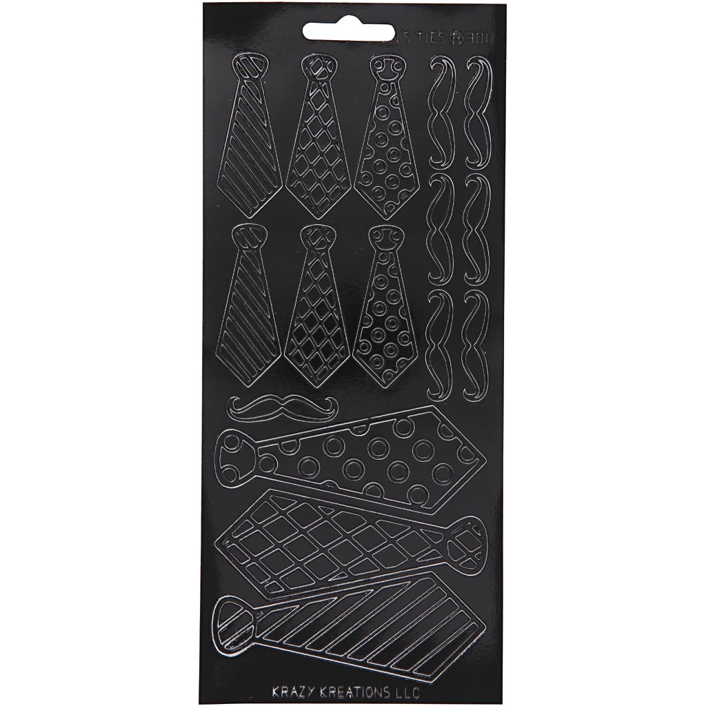 Stickers, ties, sheet 10x23 cm, black, 1 sheet