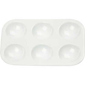 Palette, Palette rectangulaire avec 6 compartiments, dim. 13x8,5 cm, blanc, 1 pièce [HOB-100288]