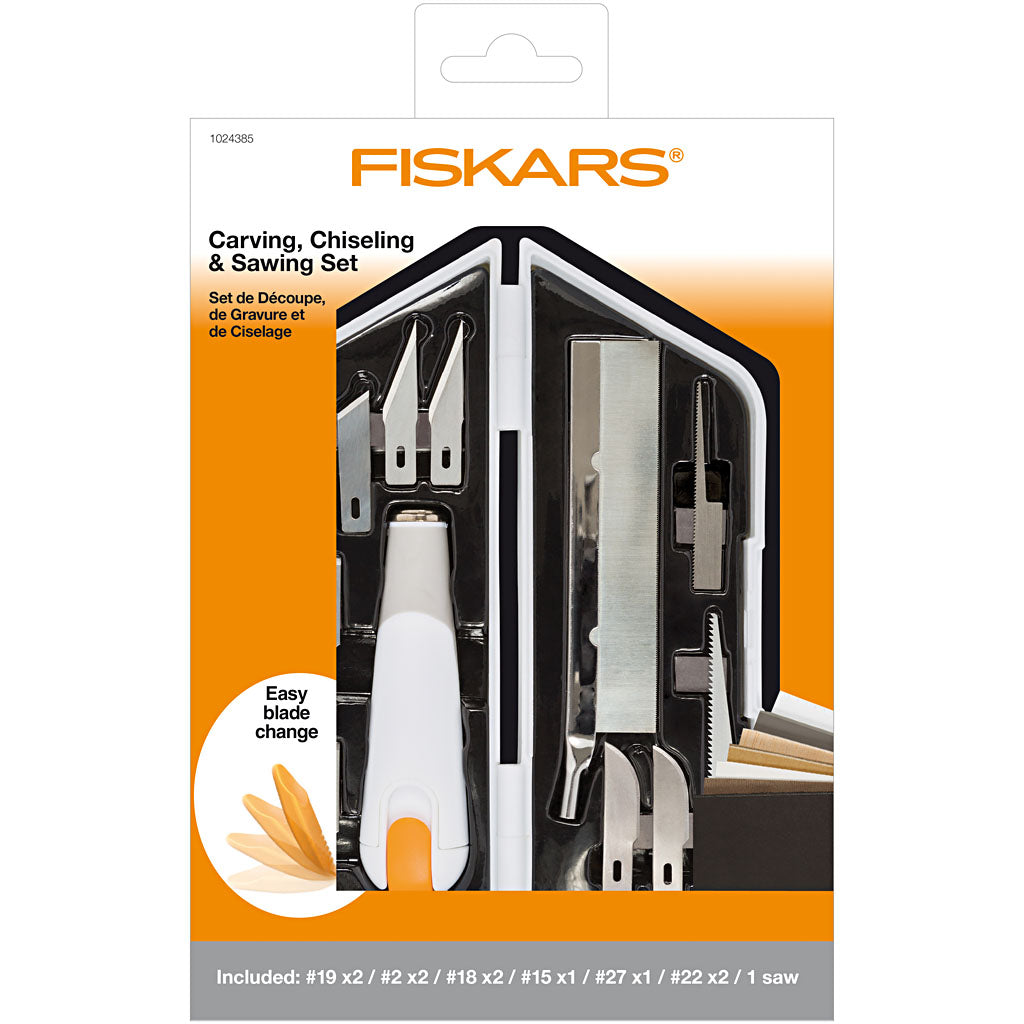 Fiskars Set de couteaux, ciseaux et scies, L : 15 cm, L : 3 cm, 1 set [HOB-1024385]