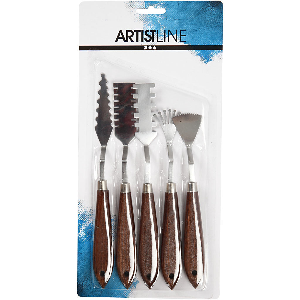 Paletmessen set met patroon, L: 17-21 cm, B: 2-3 cm, 5 stuk/ 1 doos [HOB-10313]