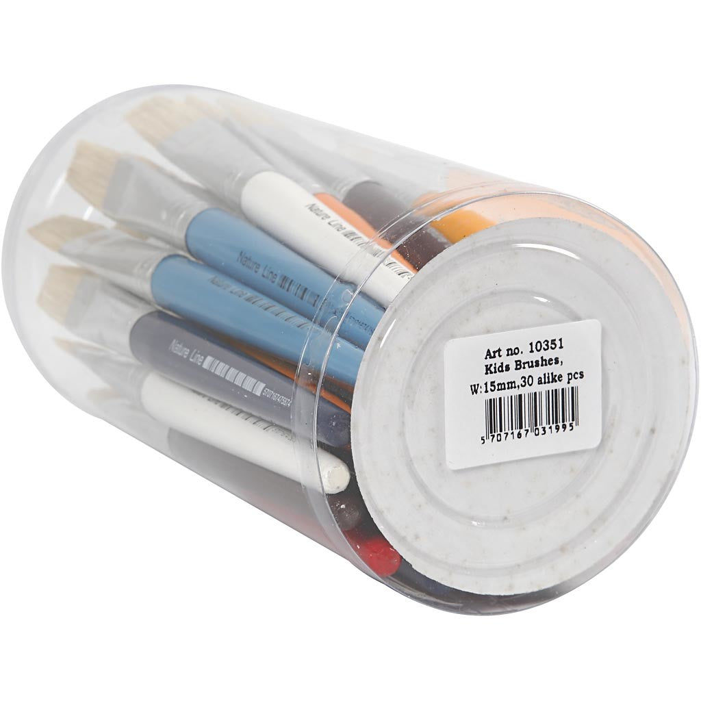 Pinceaux pour enfants, L : 19 cm, L : 15 mm, Plat, 30 pièces/ 1 Pq. [HOB-10351]