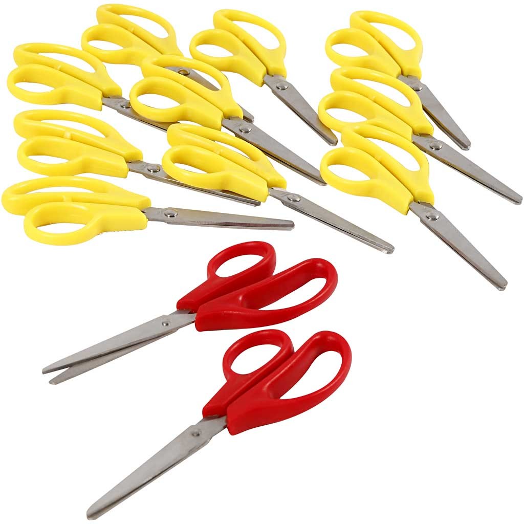 Ciseaux enfants - set, L : 12,5 cm, rund, droitier & gaucher, 12 pièces/ 1 Pq. [HOB-11220]
