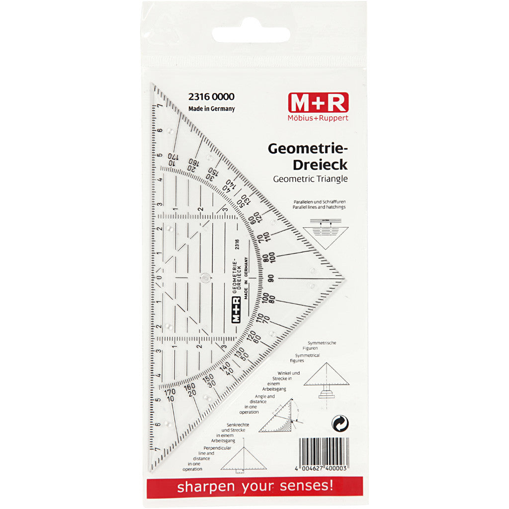 Equerre géométrique, L : 16 cm, 1 pièce [HOB-11700]