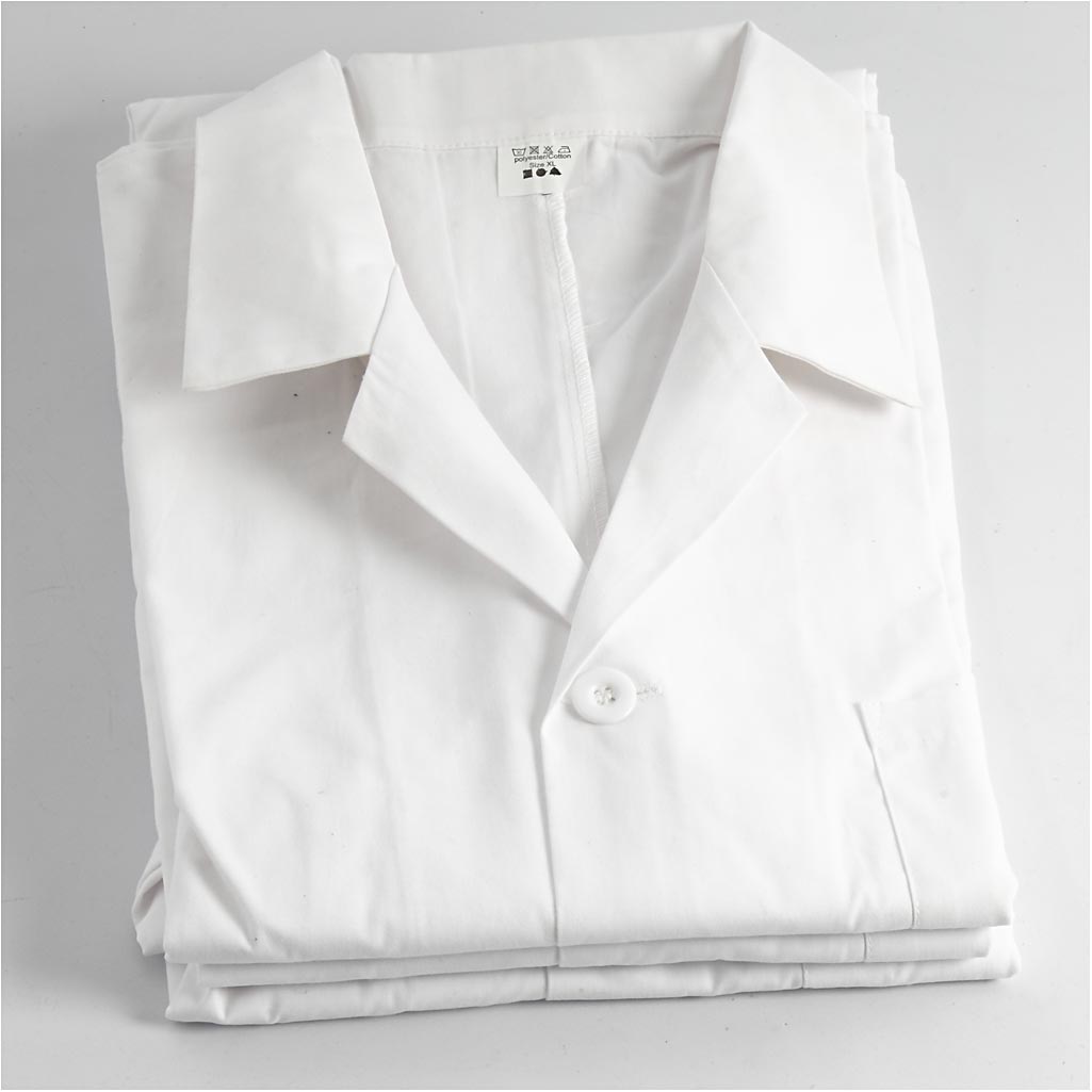 Stofjas, L: 78 cm, afm small, Mouwlengte 58 cm , wit, 1 stuk [HOB-13901]