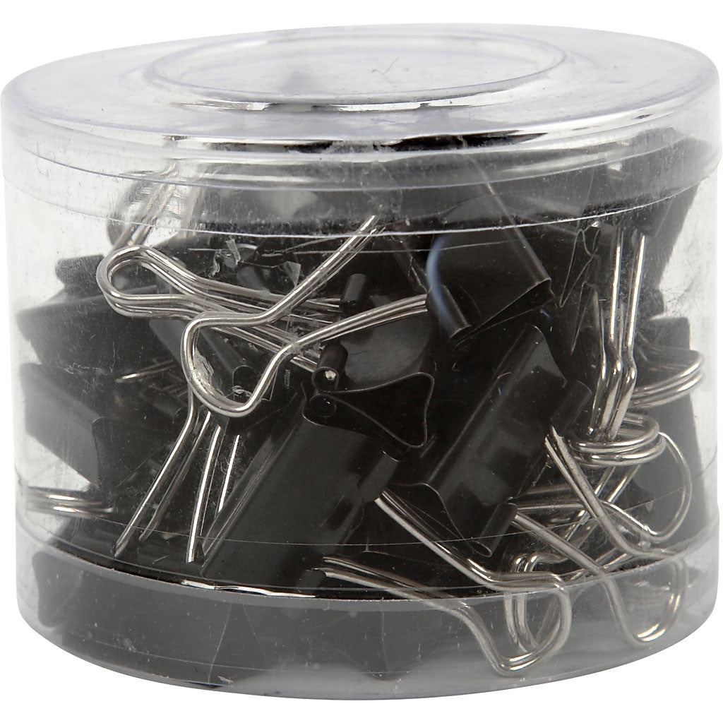 Foldback clips, B: 19 mm, zwart, 40 stuk/ 1 doos [HOB-14208]