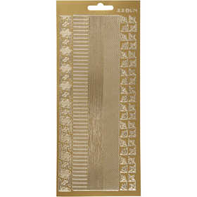 Stickers, randen, vel 10x23 cm, goud, 1 vel [HOB-170023]