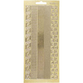 Stickers, randen, vel 10x23 cm, goud, 1 vel [HOB-170024]
