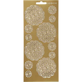 Stickers, bloemen, vel 10x23 cm, goud, 1 vel [HOB-170095]