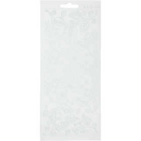 Stickers, bladeren, vel 10x23 cm, wit, 1 vel [HOB-170126]