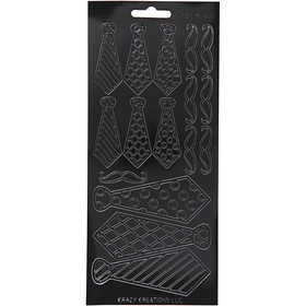 Stickers, stropdassen, vel 10x23 cm, zwart, 1 vel [HOB-170149]