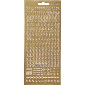 Stickers, cijfers, vel 10x23 cm, goud, 1 vel [HOB-170212]