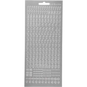 Stickers, cijfers, vel 10x23 cm, zilver, 1 vel [HOB-170213]
