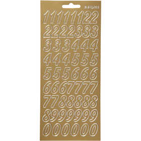 Stickers, cijfers, vel 10x23 cm, goud, 1 vel [HOB-170218]