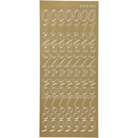 Stickers, cijfers, vel 10x23 cm, goud, 1 vel [HOB-170222]