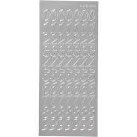 Autocollants, chiffres, feuille 10x23 cm, argent, 1 flles [HOB-170223]