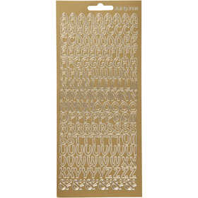 Autocollants, alphabet, feuille 10x23 cm, or, 1 flles [HOB-170224]