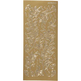 Stickers, bladeren, vel 10x23 cm, goud, 1 vel [HOB-170238]