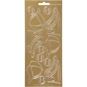 Stickers, sport, vel 10x23 cm, goud, 1 vel [HOB-170248]