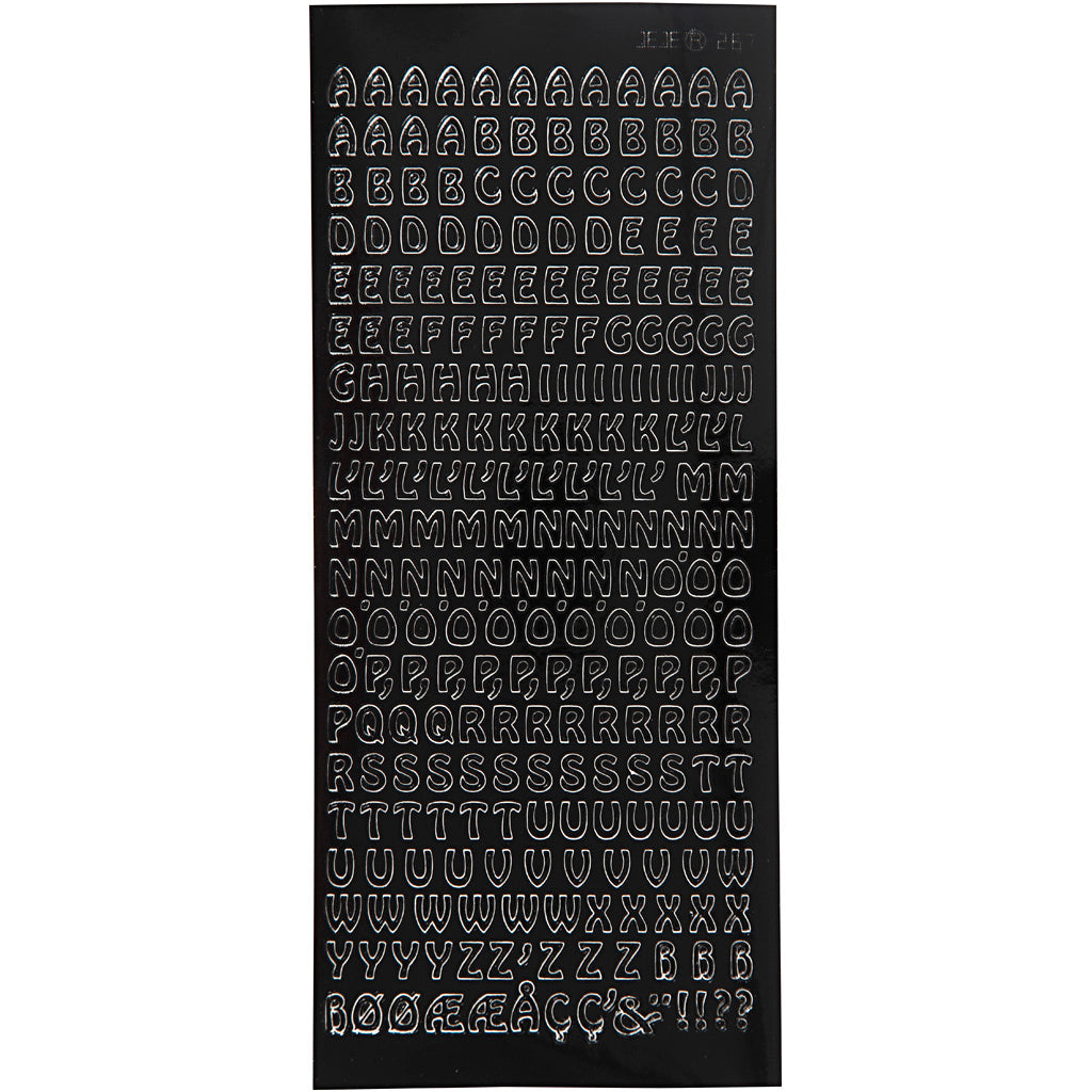 Stickers, kleine hoofdletters, vel 10x23 cm, zwart, 1 vel [HOB-170289]