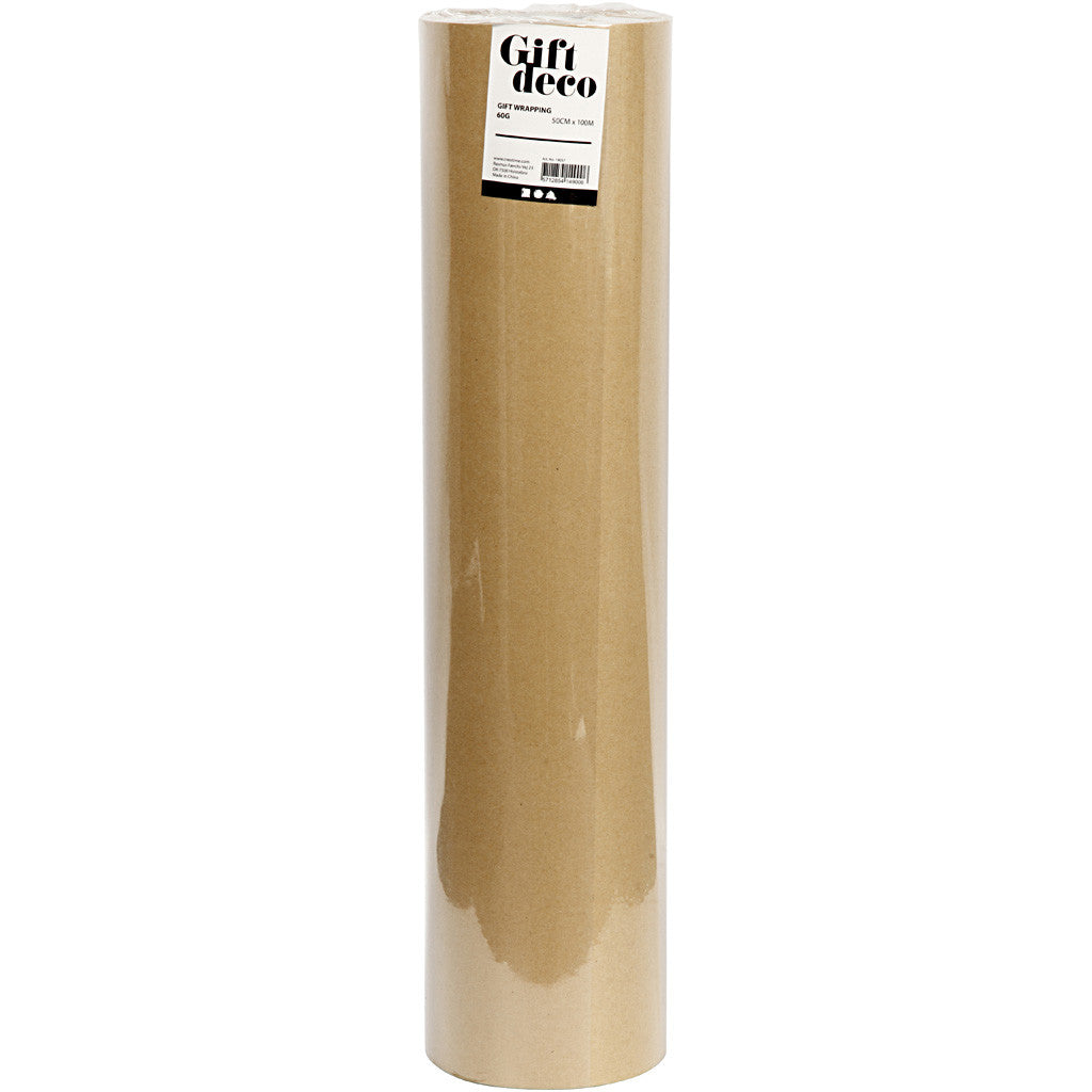 Cadeaupapier, B: 50 cm, 60 gr, beige, 100 m/ 1 rol [HOB-19037]