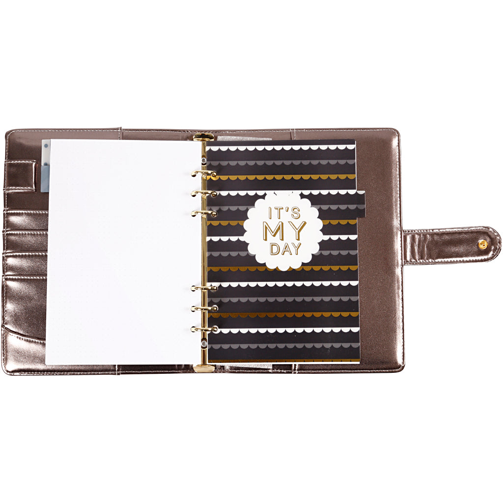 Planner / Bulletjournal, donker metallic grijs, afm 19x23,5x4 cm, ringband, 1 stuk [HOB-192649]