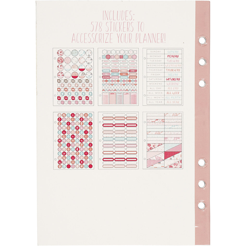 Stickerboek, aquarel, A5, goud, rood, koraal, 1 stuk [HOB-192657]