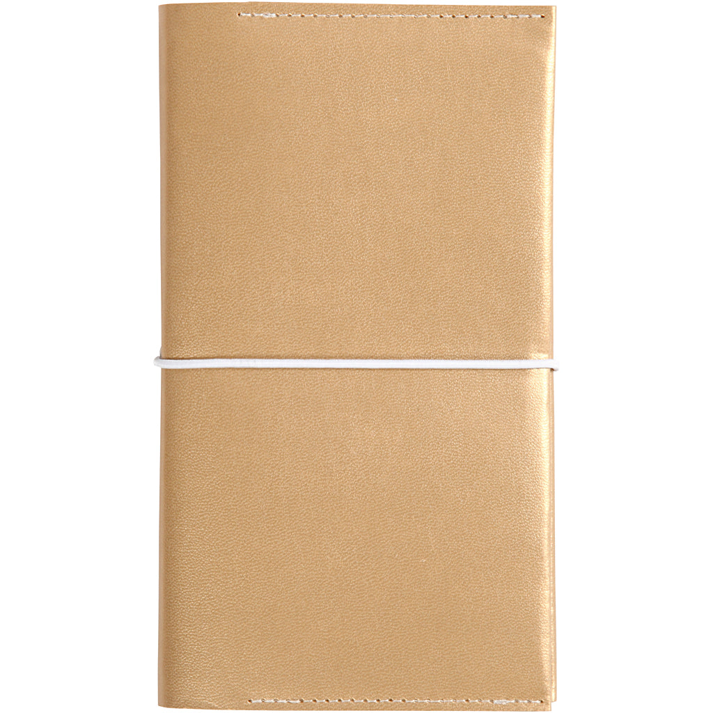 Planner / Bulletjournal, afm 10x18x1,5 cm, elastieksluiting, goud, 1 stuk [HOB-192669]