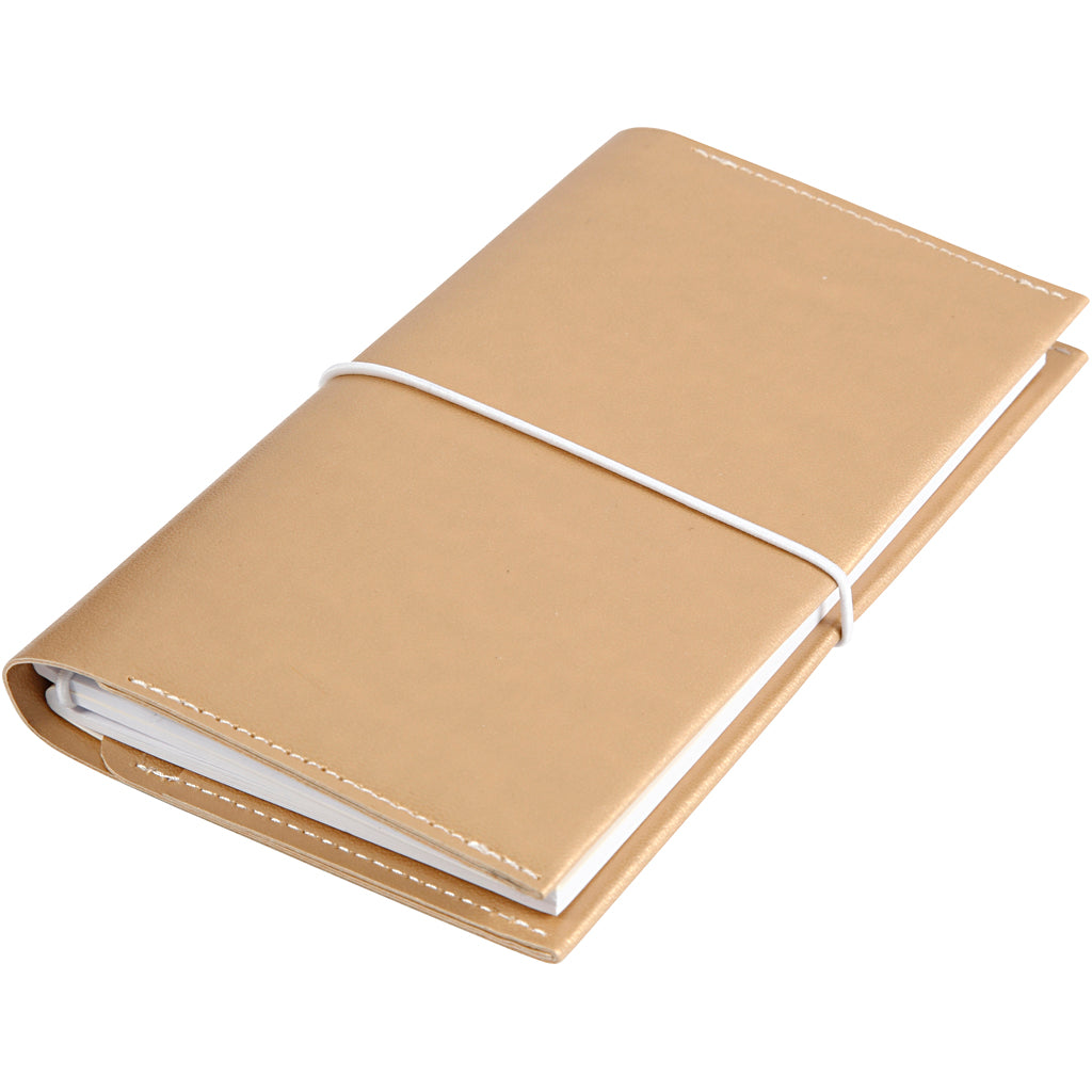 Planner / Bulletjournal, afm 10x18x1,5 cm, elastieksluiting, goud, 1 stuk [HOB-192669]