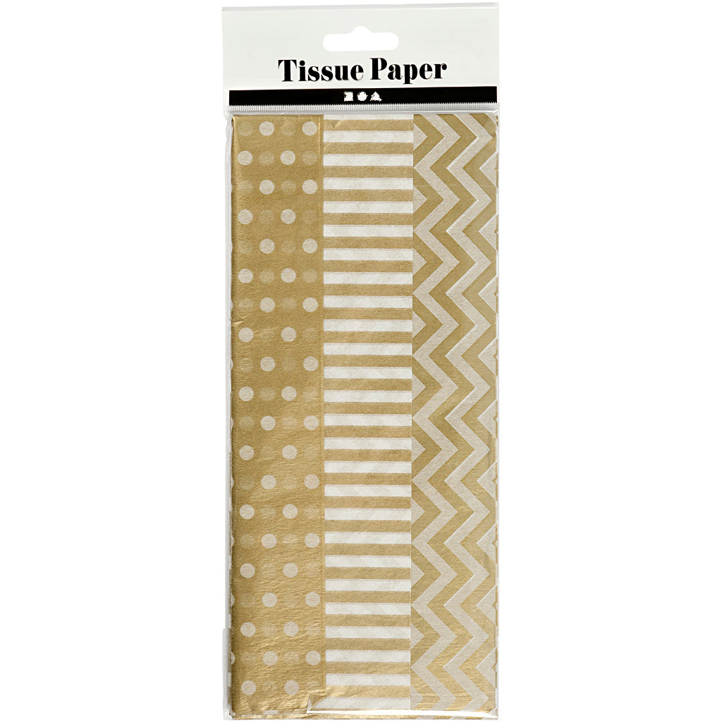 Tissue Paper, sheet 50x70 cm, 17 g, gold, 6 sheet