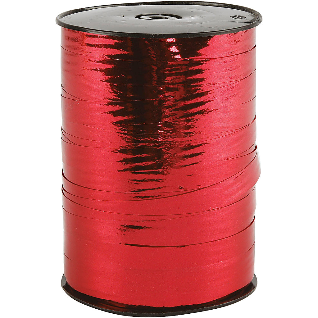 Curling Ribbon, W: 10 mm, glossy, metallic red, 250 m/ 1 roll