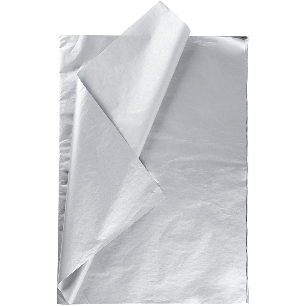 Tissue Paper, sheet 50x70 cm, 14 g, silver, 25 sheet