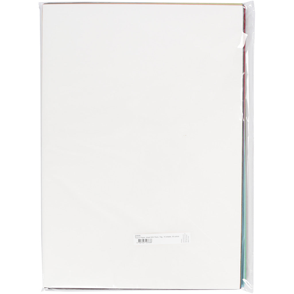 Tissuepapier, vel 50x70 cm,  14 gr, diverse kleuren, 300div vellen [HOB20906]