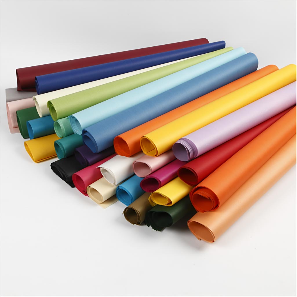 Tissuepapier, vel 50x70 cm,  14 gr, diverse kleuren, 300div vellen [HOB20906]
