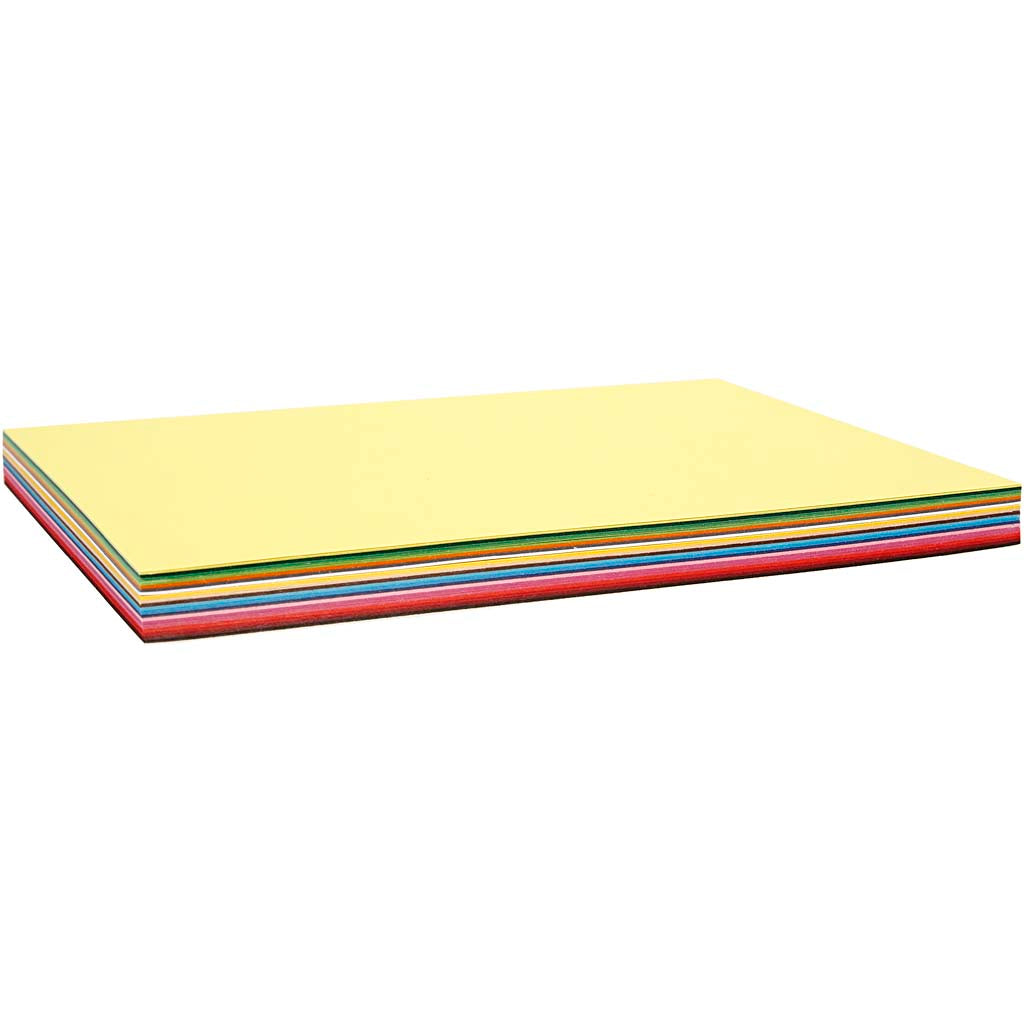Gekleurd karton, A5 148x210 mm,  180 gr, diverse kleuren, 60div vellen [HOB214250]