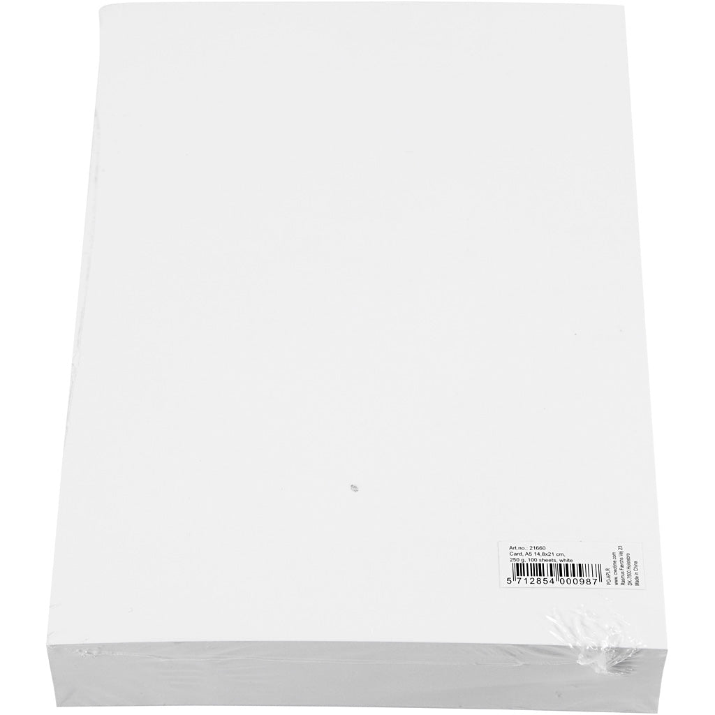 Karton, A5 148x210 mm,  250 gr, wit, 100vellen [HOB21660]