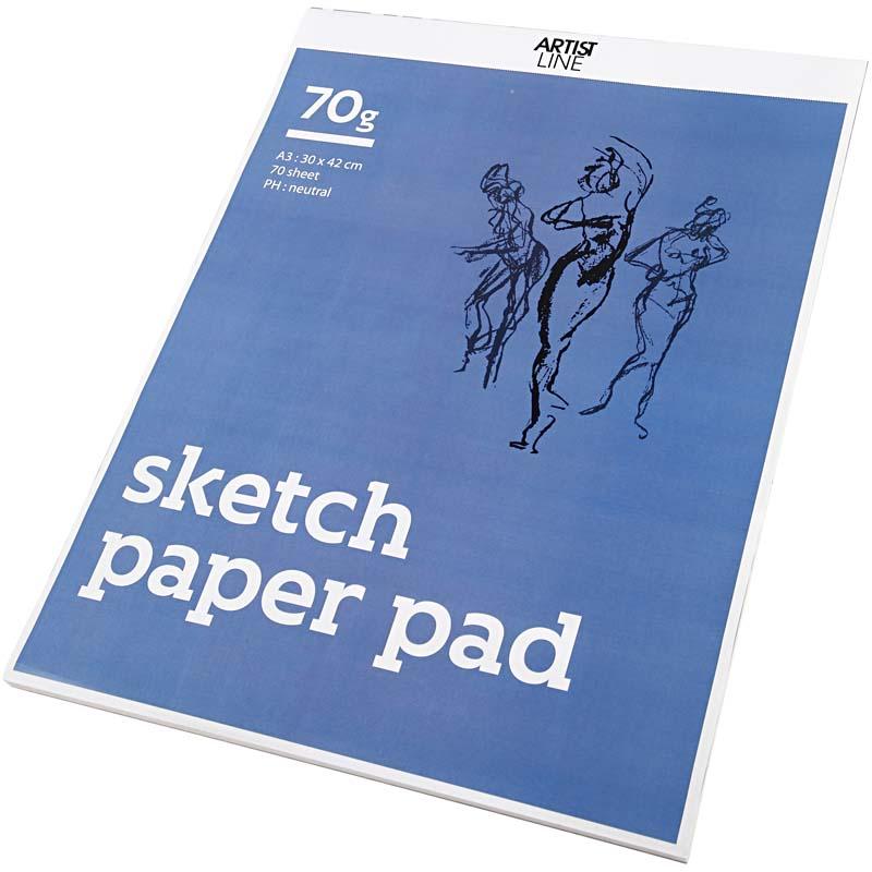 Sketch Pad, A3, sheet 297x420 mm, 70 g, white, 70 sheet