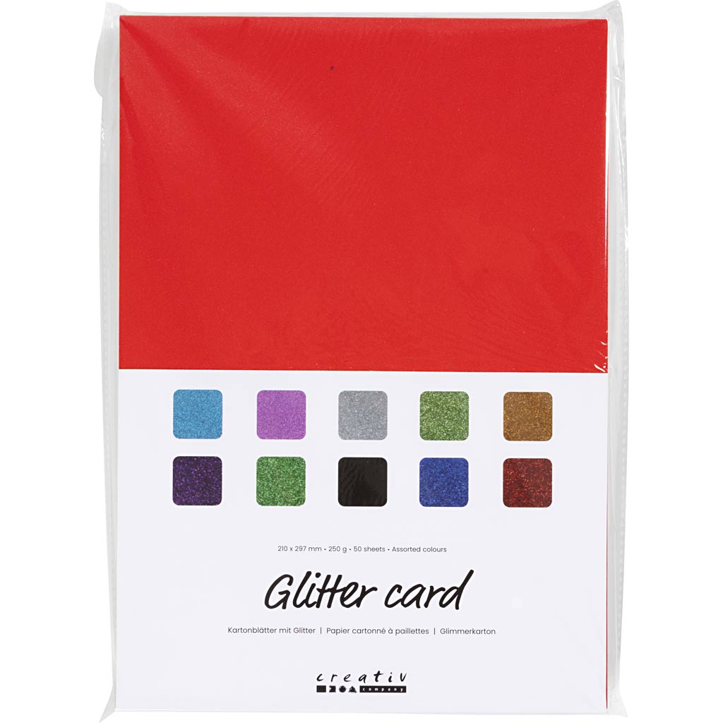 Papier cartonné à paillettes, A4, 250 gr, 50 flles/ 1 Pq. [HOB-230460]
