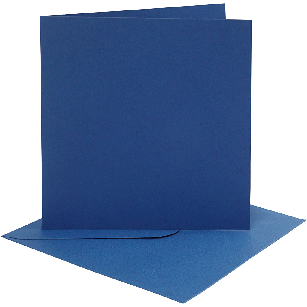 Cards and envelopes, card size 15,2x15,2 cm, envelope size 16x16 cm, 220 g, blue, 4 set
