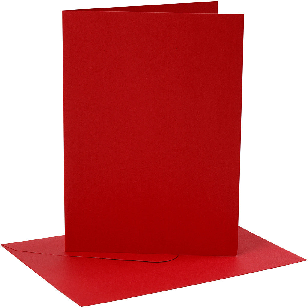 Kaarten en enveloppen, afmeting kaart 12,7x17,8 cm, afmeting envelop 13,3x18,5 cm, 230 gr, rood, 4 set/ 1 doos [HOB-230566]