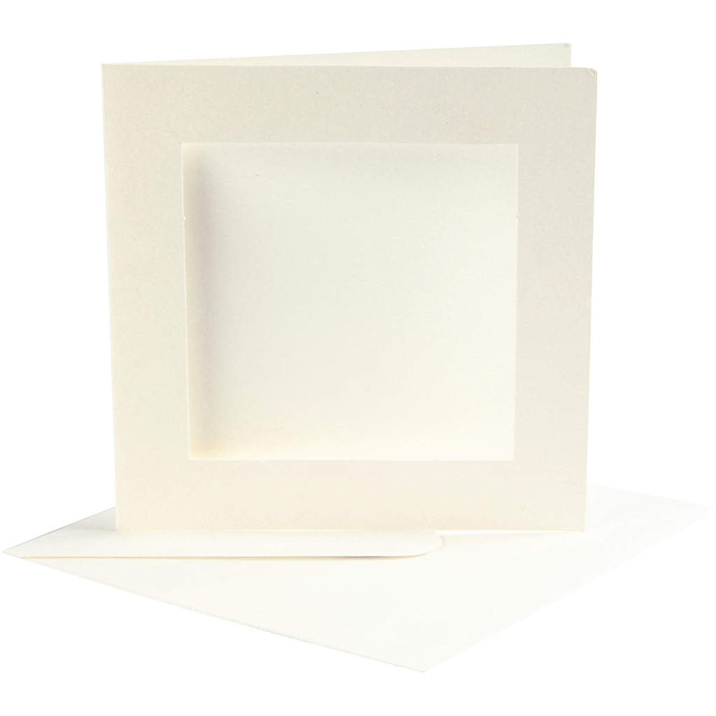Passepartout Card, card size 12,5x12,5 cm, envelope size 13,5x13,5 cm, off-white, 10 set