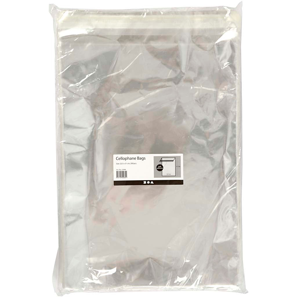 Sachet cellophane, l: 22,5 cm, h: 31,2 cm, 200pièces, 25 microns [HOB23994]