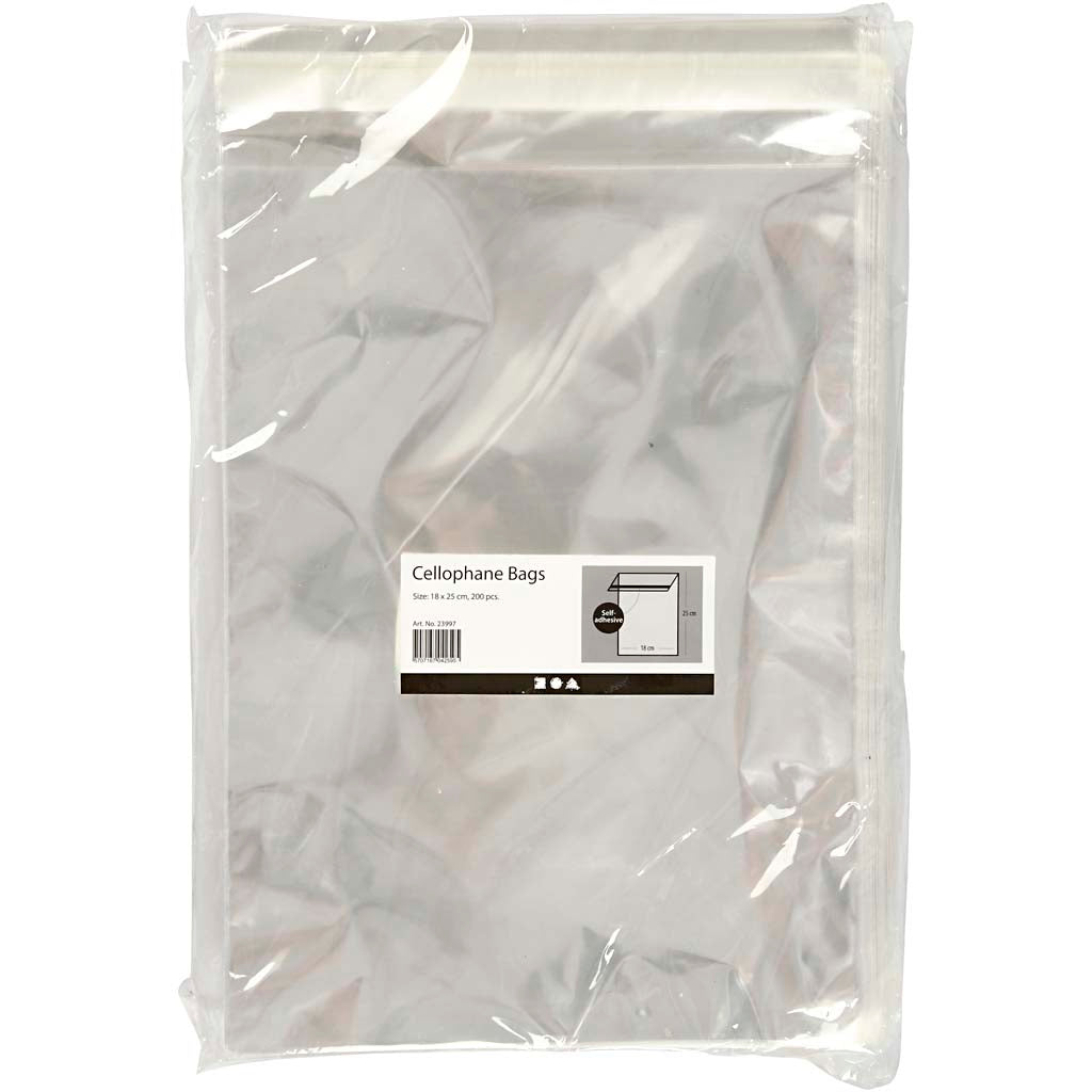 Sachet cellophane, l: 18 cm, h: 25,3 cm, 200pièces, 25 microns [HOB23997]