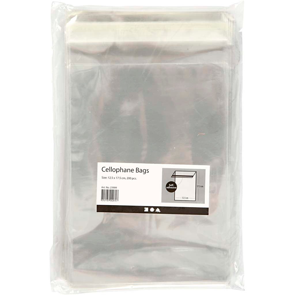 Sachet cellophane, l: 12,3 cm, h: 17,3 cm, 200pièces, 25 microns [HOB23999]