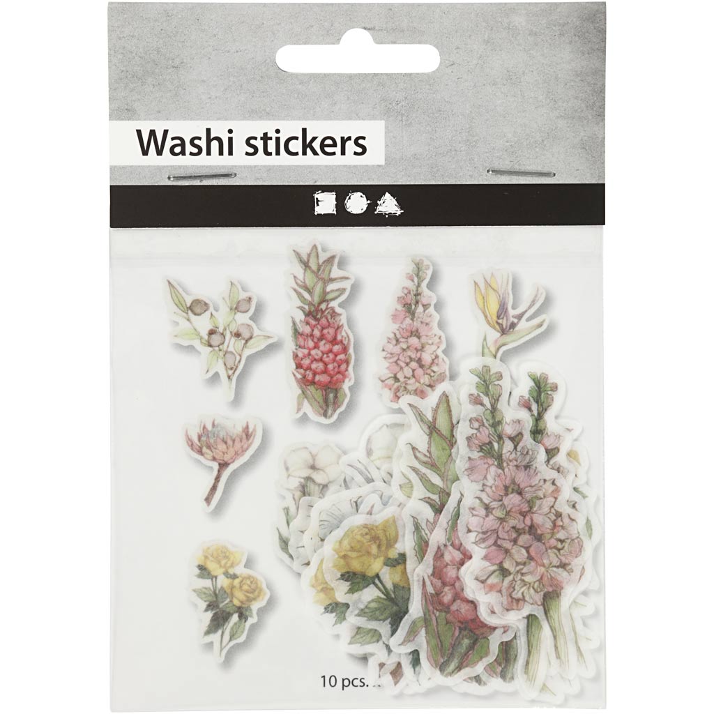 Masking Tape stickers, bloemen, afm 25-60 mm, 30 stuk/ 1 doos [HOB24751]