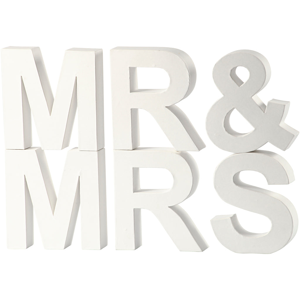 Letters, MR & MRS, H: 17,5 cm, D. 4,5 cm, white