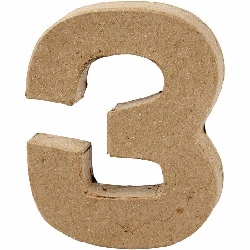 Cijfer, 3, H: 10 cm, B: 8 cm, dikte 1,7 cm, 1 stuk [HOB-26670]