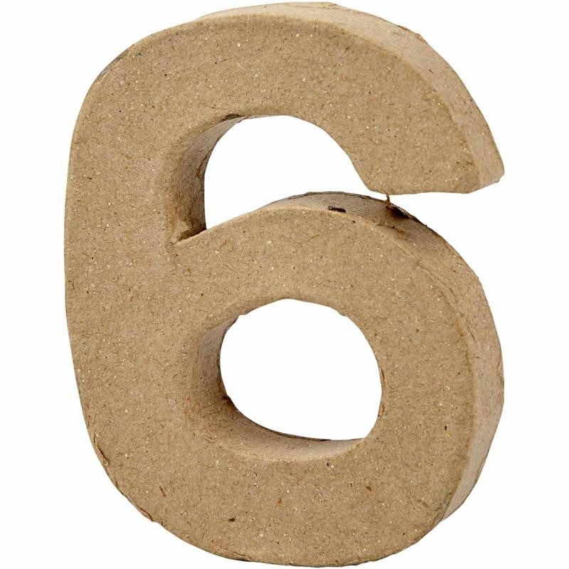 Cijfer, 6, H: 10 cm, B: 8,2 cm, dikte 1,7 cm, 1 stuk [HOB-26673]