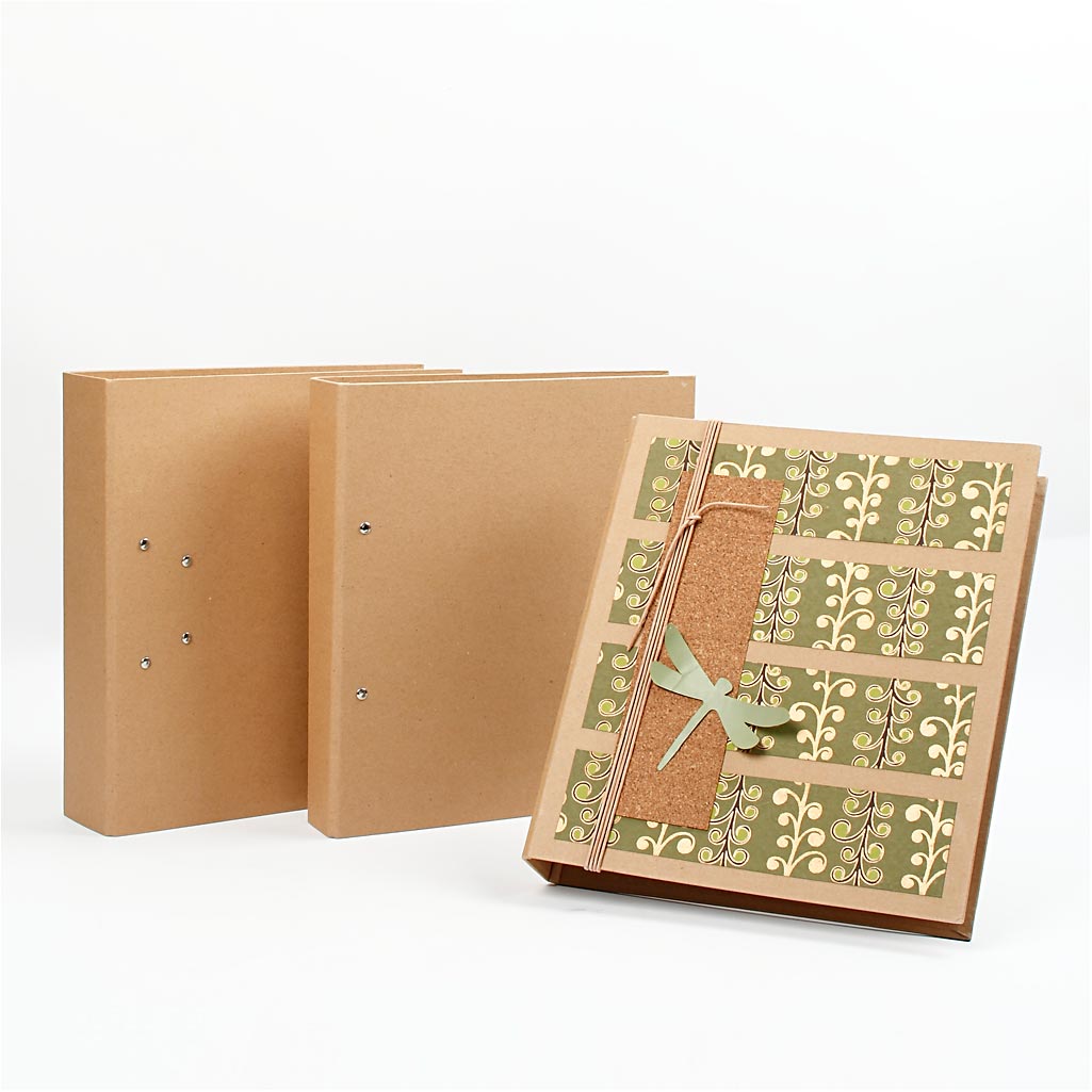 Classeur à anneaux, L : 50 mm, dim. 28x31,5 cm, 2 anneaux, naturel, 1 pièce [HOB-26764]